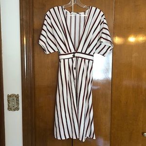 Charlotte Russe Dark Orange/Black Striped White Dress Size S